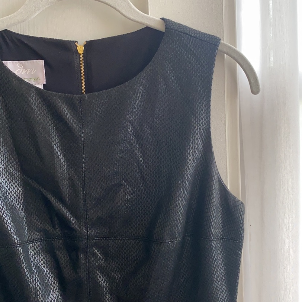 Donna Morgan Reptile Faux Leather Drop Waist Dress - Picture 6 of 9